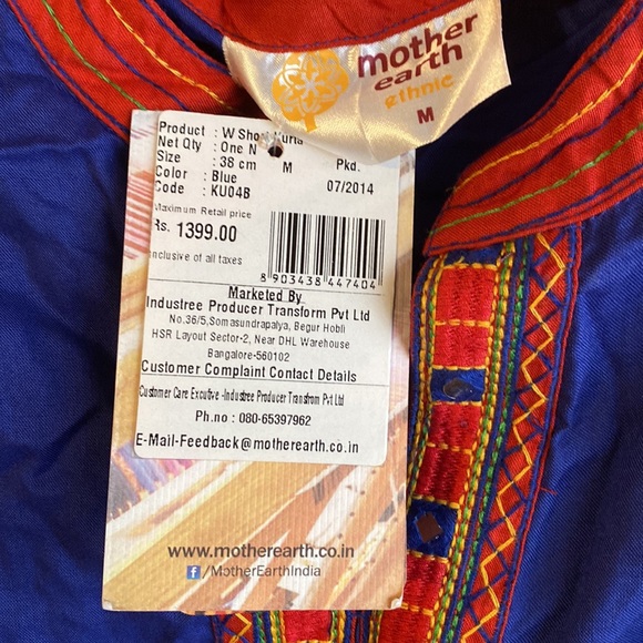 Mother Earth Ethnic Size Medium NWT Blue Top Handmade quality (see pictures) - Picture 6 of 10